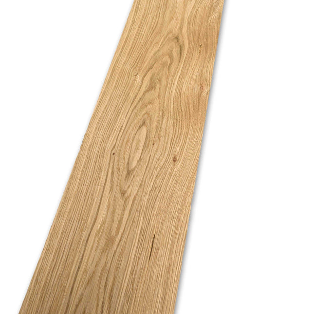 Losse strook eiken rustiek fineer 240x16 cm met natuurlijke houtnerf en knoesten, ideaal voor marqueterie en renovatie.