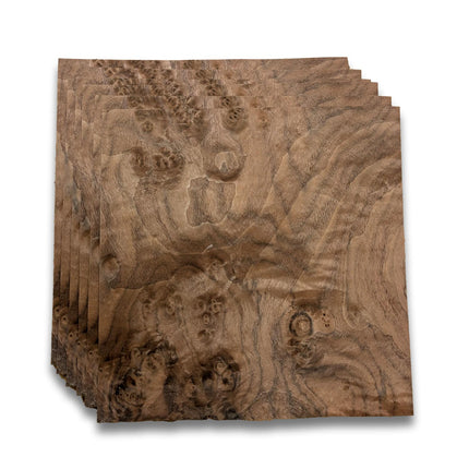 Nussbaum Maser Furnier | 6 Blätter | 25x25 cm